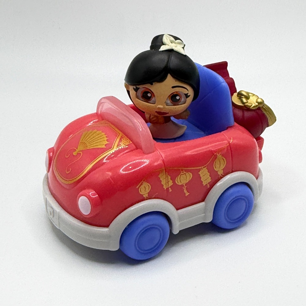 Disney Doorables Lets Go Vehicles Series 2 Mulan Red Car Figure 2 Piece Set EUC
